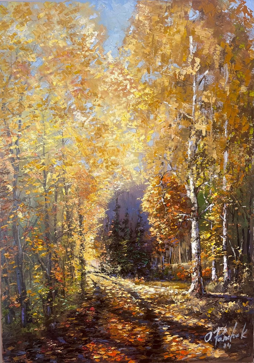 Impressionistic Landscape Oil Painting By Oleg Panchuk, 20 X 28", Colours Of Autumn, Original Artwork