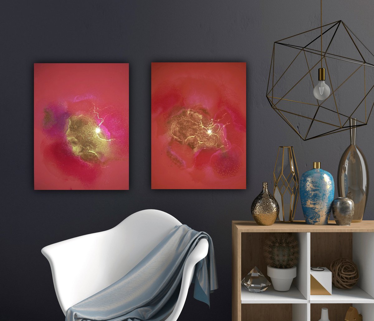 Organic Abstract Painting By Ana Hefco, 38 X 25, Togetherness, Original Artwork