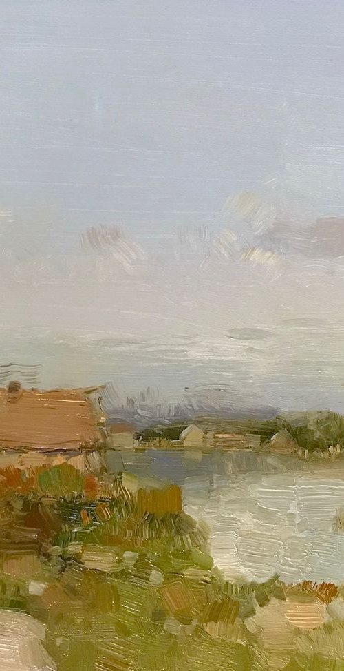 Lake Side, Landscape, Original oil painting, One of a kind Signed by Vahe Yeremyan
