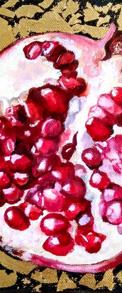 Pomegranate fruit in gold by Yulia Berseneva