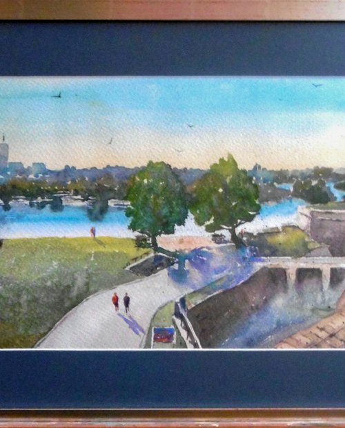 Kalemegdan Beograd panorama skyline - original watercolor art by Nenad Kojić by Nenad Kojić watercolorist