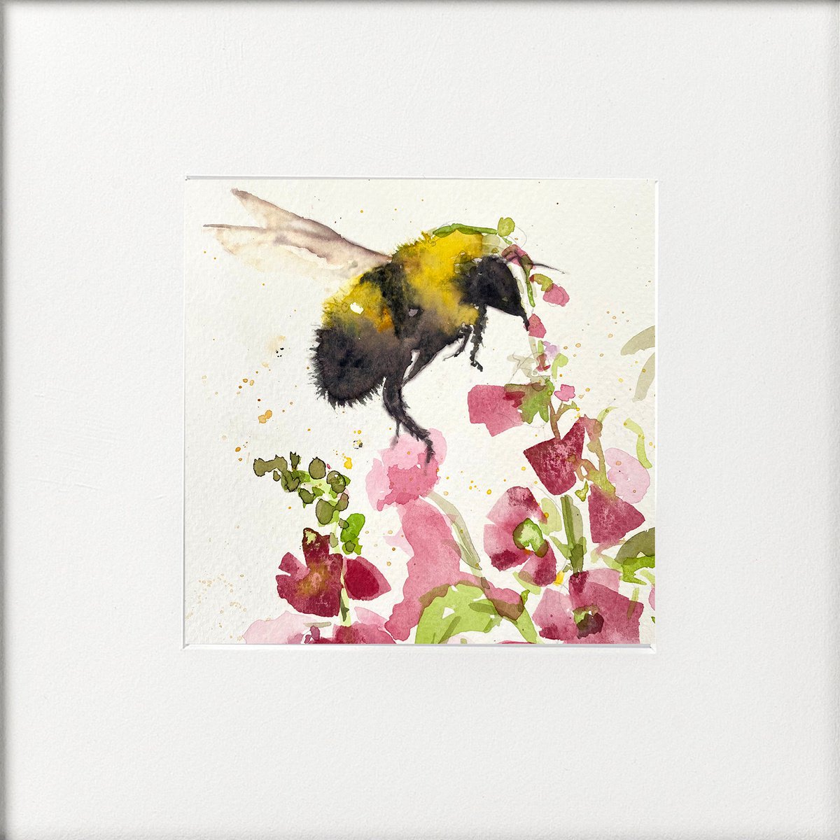 Bee and Hollyhocks by Teresa Tanner