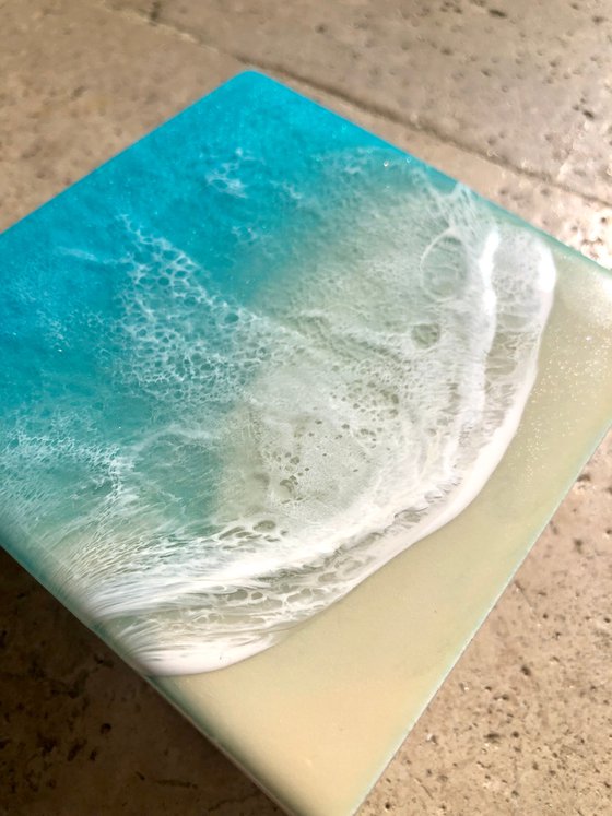 White Sand Beach #5 Small Ocean Seascape Painting