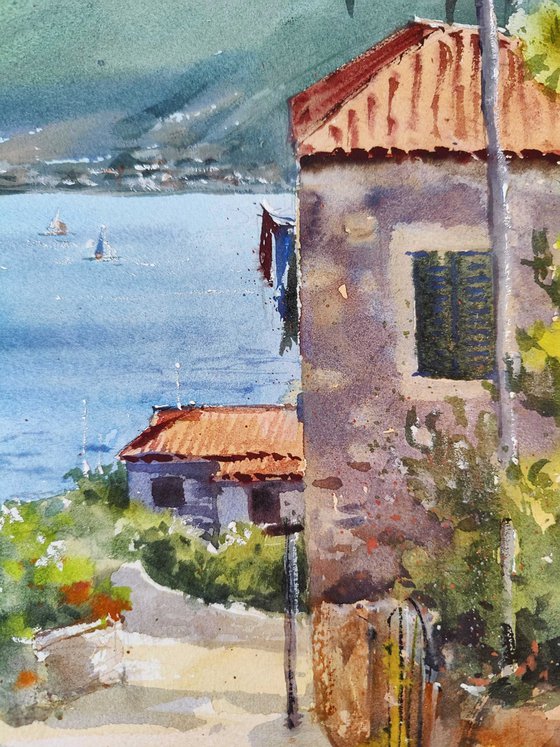 Mediterranean view | Croatia Original watercolor painting