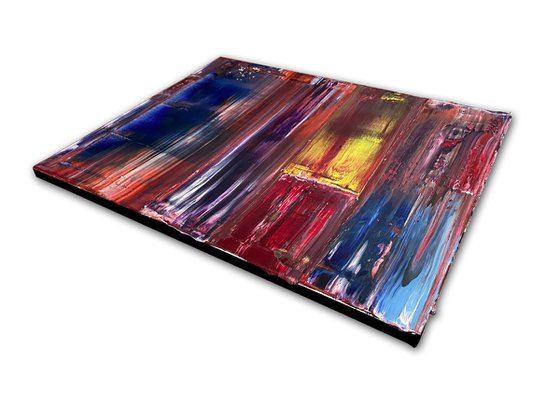 "Intermediary" - FREE USA SHIPPING - Original PMS Abstract Triptych Oil Paintings On Canvas - 48" x 20"