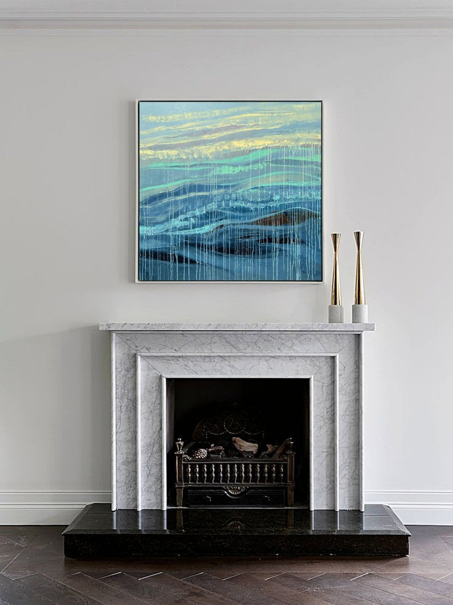 Abstract Oil Painting By Tigran Mamikonyan, 39 X 39", After Rain V 100i?100Cm, Original Artwork