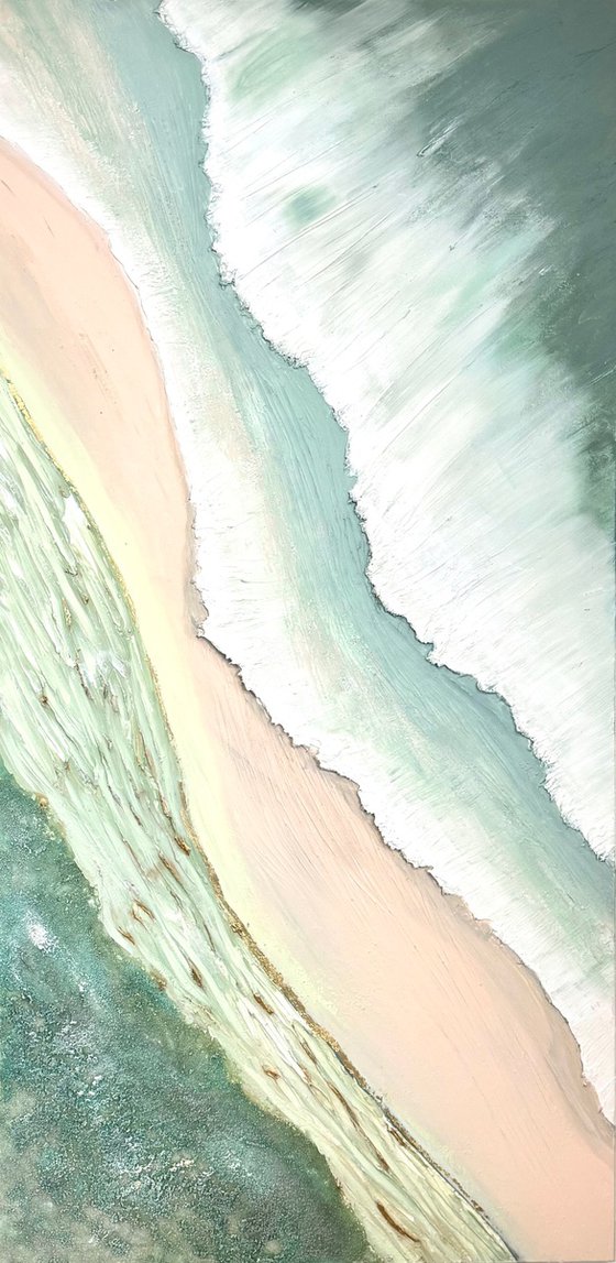 Serene shoreline peach n green 1 90x180
