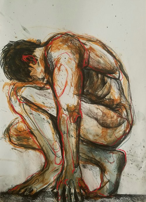 Study of nude male by Nevena Kostić