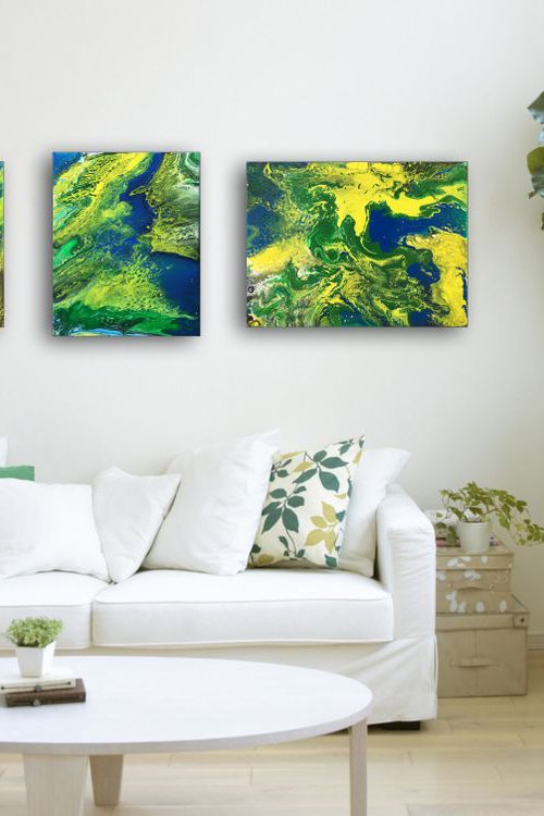 "Mother Earth Series" - SAVE OVER $100 + FREE WORLDWIDE SHIPPING - Original Triptych, Abstract PMS Acrylic Paintings Series by Preston M. Smith (PMS)