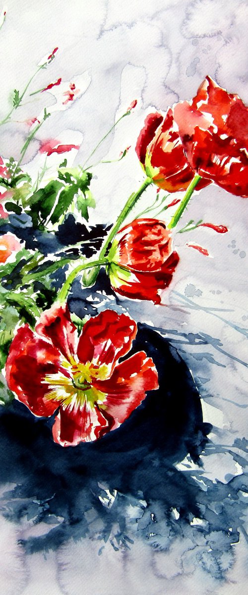 Red poppies in garden by Kovács Anna Brigitta