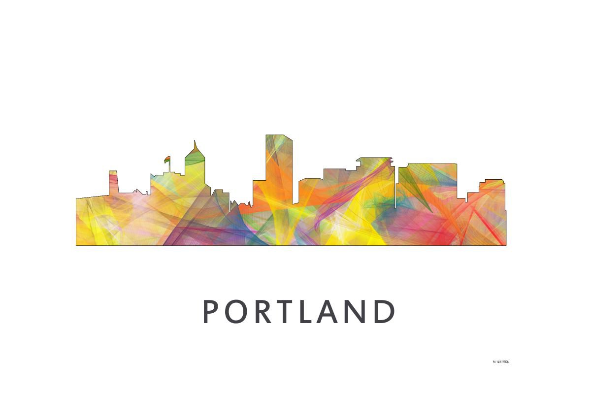 Portland Oregon Skyline WB1 by Marlene Watson