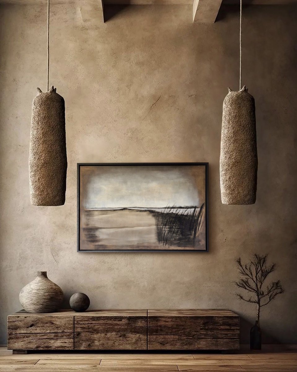 Abstract Landscape Oil Painting By Cristina Simeoni, 37 X 25, Echo Of The Sea, Original Artwork