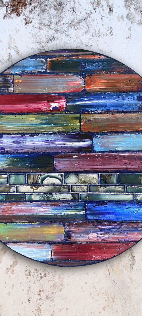 "Fixer Upper" - Original PMS Assemblage Sculptural Painting On Wood and Marbled Glass Backsplash Tile - 26 x 24 inches by Preston M. Smith (PMS)