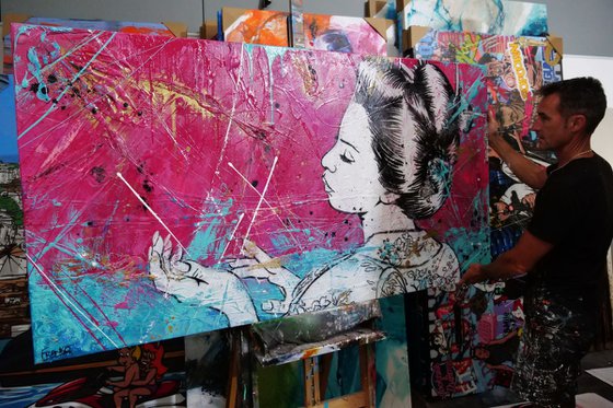 Musk 190cm x 100cm Sunset Geisha Textured Urban Pop Art