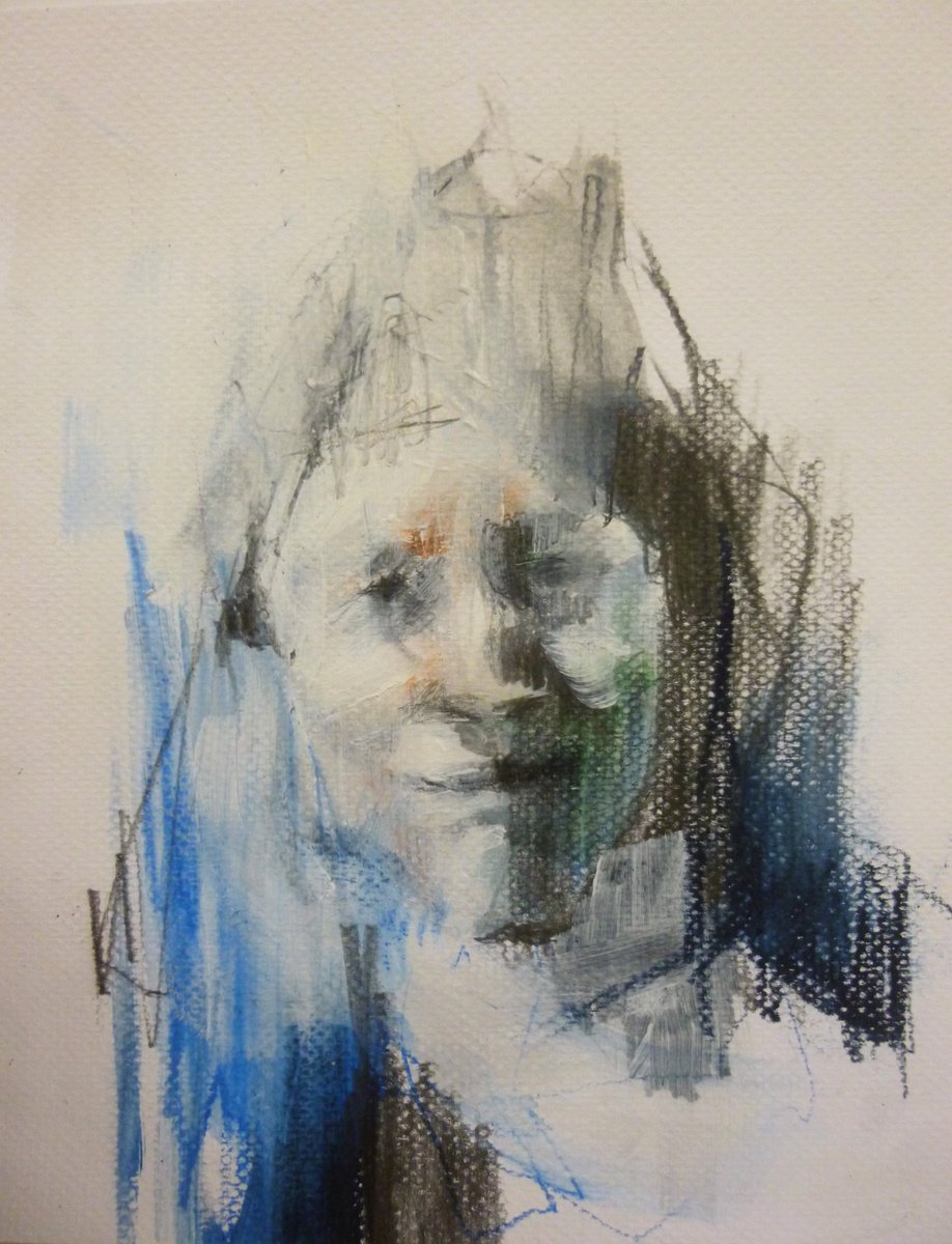 Expressive Portrait Pencil Drawing By Cynthia Gregorova, 6 X 8, Smile To Remember, Original Artwork