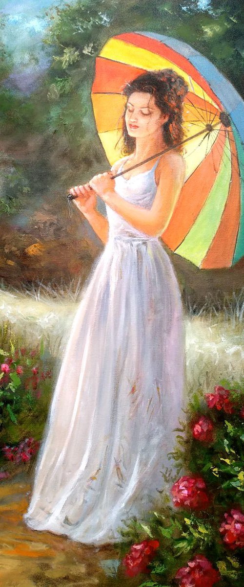 Girl with umbrella by Vishalandra Dakur