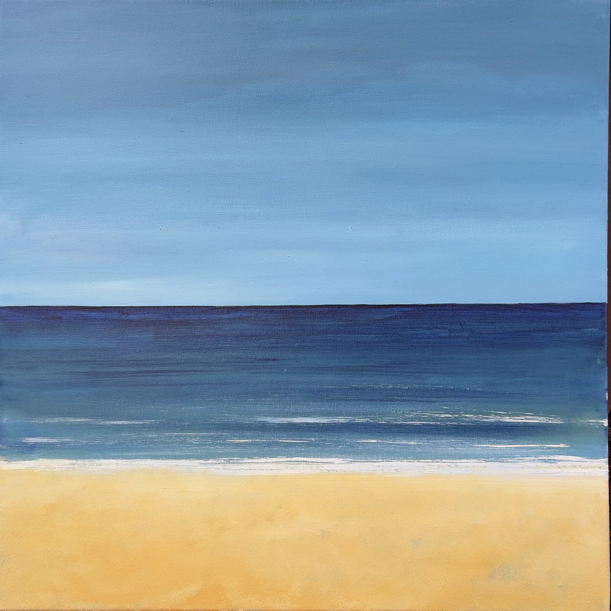 Abstract Landscape Acrylic Painting By Km Arts, 20 X 20", Autumn On The Coast, Original Artwork