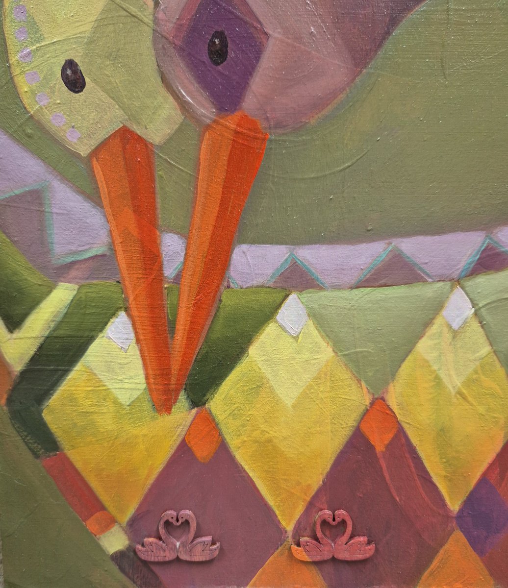 Illustrative Animal Oil Painting By Gitti Gv, 12 X 12, My Other Half, Original Artwork