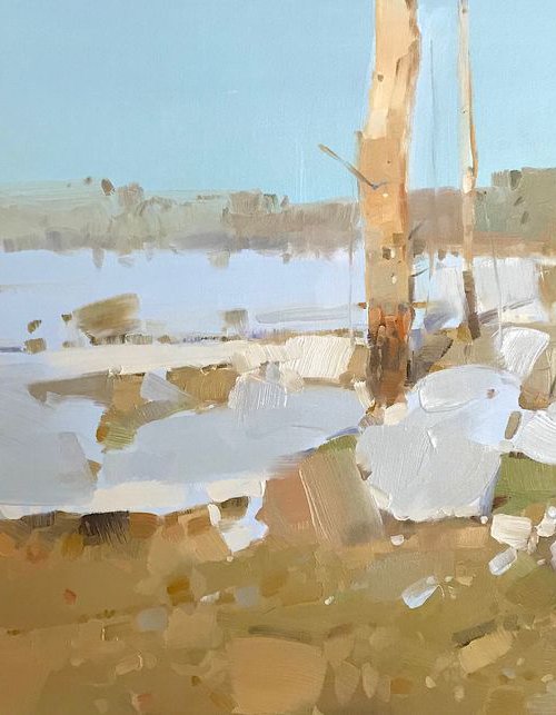 Early Spring, Landscape oil painting, Handmade artwork by Vahe Yeremyan