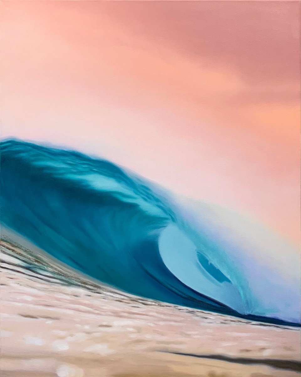 Photorealistic Landscape Oil Painting By Alla Kallass, 24 X 30, Powerful Wave, Original Artwork
