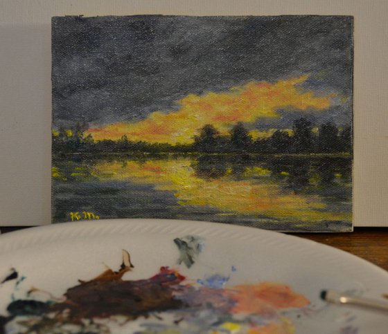 Night Sky Reflections - 5X7 oil (SOLD)