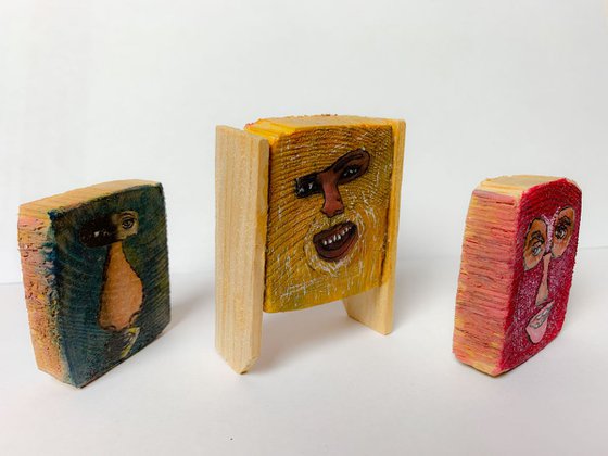 Wood people (3 pieces)