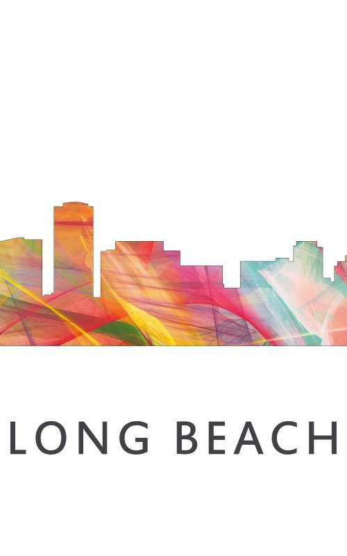 Long Beach California Skyline WB1 by Marlene Watson