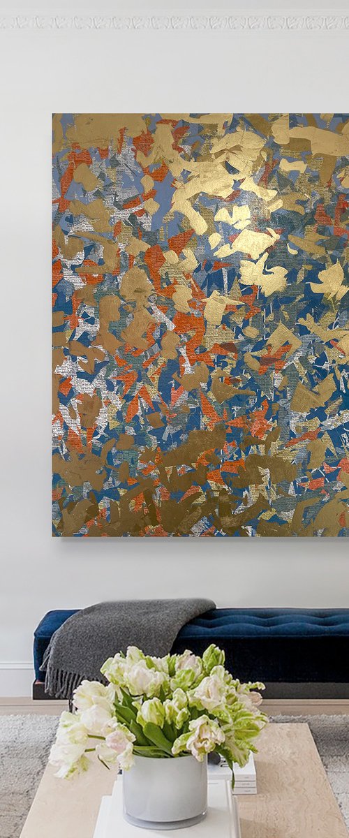 Wise Gold- 127cm squ - mixed media on canvas by George Hall