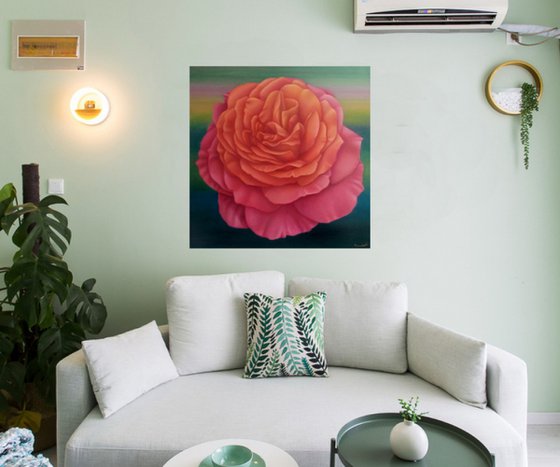 "Queen of beauty", rose painting , orange flower