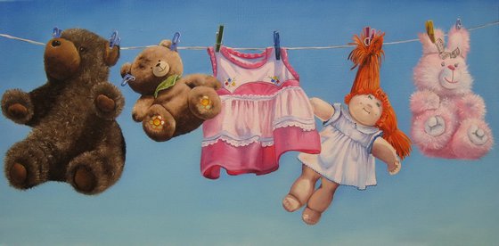 Childhood Toys on Clothesline