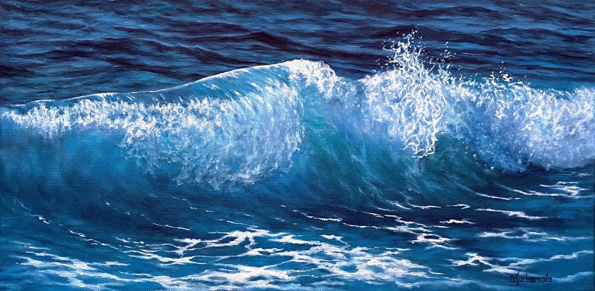 Turquoise Wave By Olga Kurbanova, 20 X 10, Artwork For Sale On Artfinder