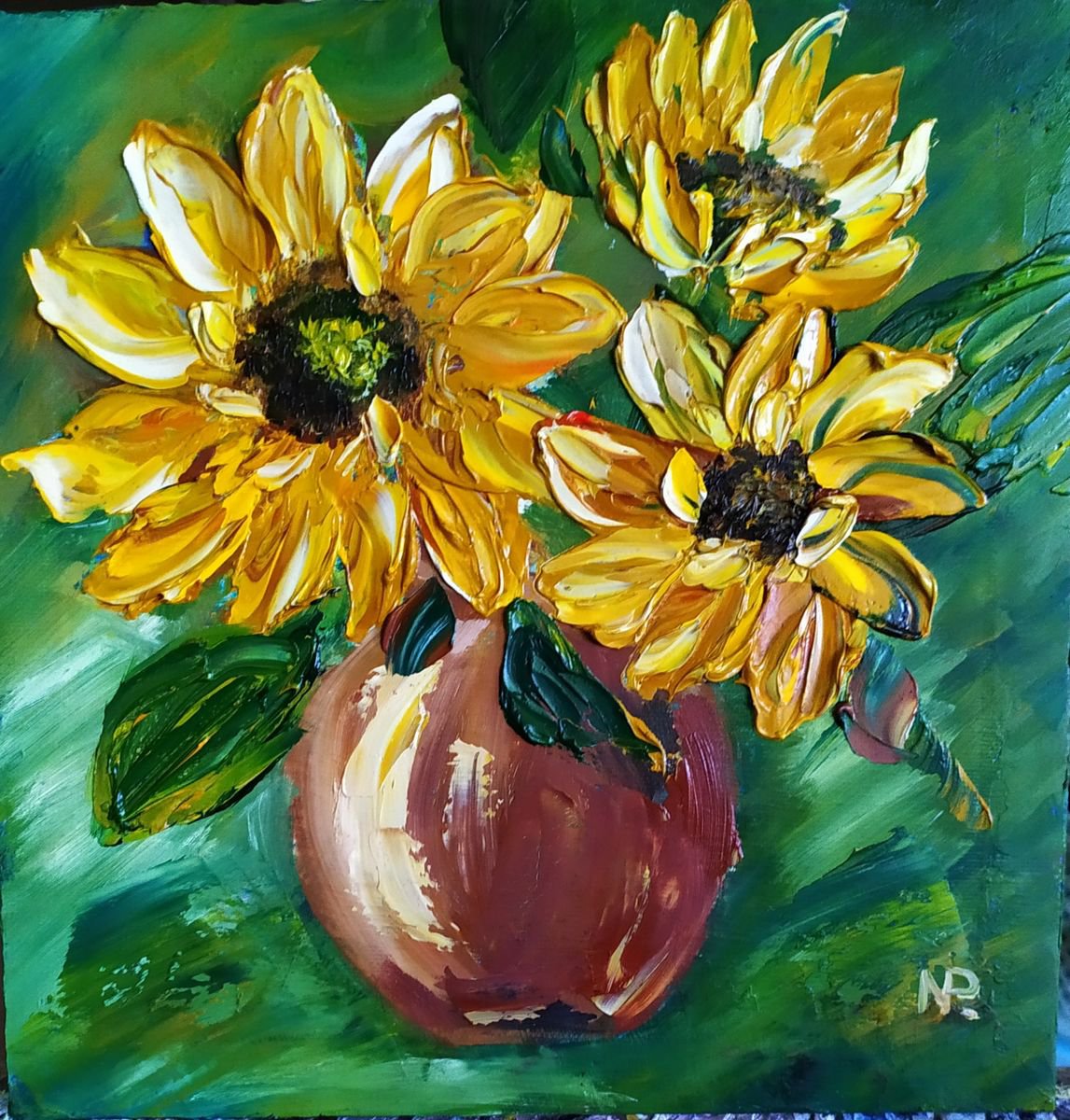 Sunflowers inspired by Van Gogh, original floral | Artfinder
