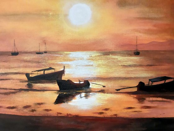 "Magic sunrise", original acrylic painting, 70x50cm