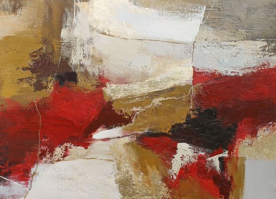 "Passion" Burgundy gold abstract art
