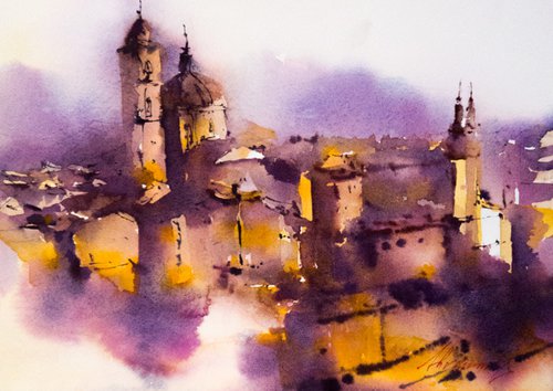 Urbino. Original watercolor painting by Marina Abramova
