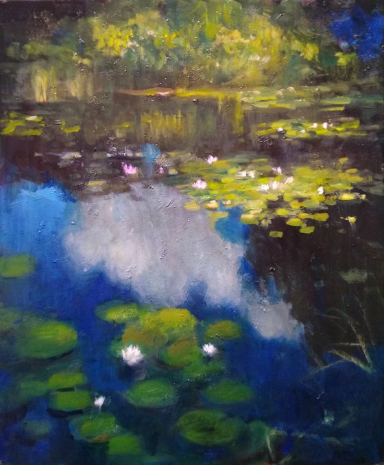 Pond With Water Lilies And Cloud