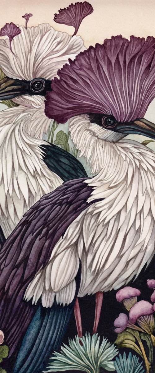 Purple Crested Birds by Lisa Lennon