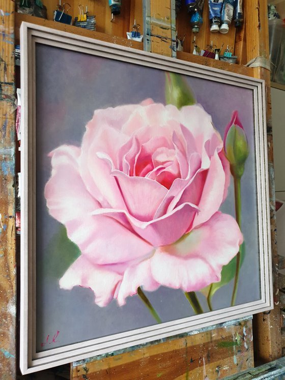 "Sounds of tenderness."  rose flower  liGHt original painting  GIFT (2021)