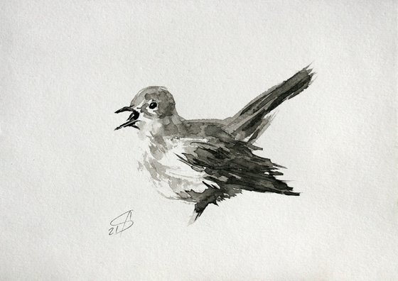 Bird II. Ink /  From my a series of mini works BIRDS /  ORIGINAL PAINTING