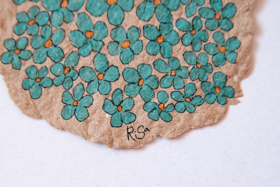 Forget-me-nots flowers drawing on the author's craft paper