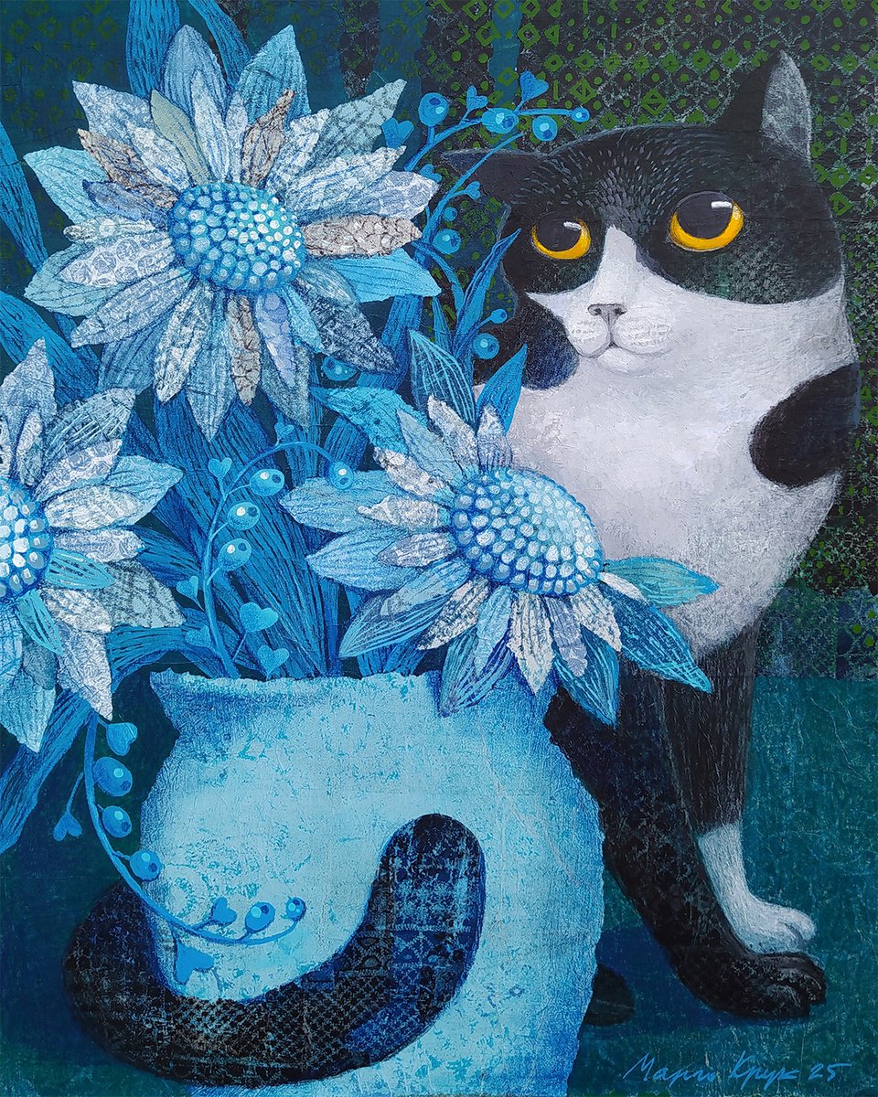 Portrait Collage By Margot Raven, 16 X 20", A Cat Called Bouquet, Original Artwork