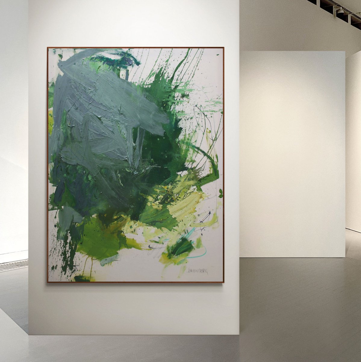 Abstract Painting By Daniela Schweinsberg, 47 X 63, Rough Green, Original Artwork