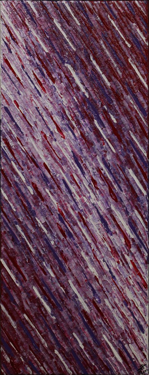 Abstract Acrylic Painting By Jonathan Pradillon, 8 X 20, W. Purple M. Knife Texture, Original Artwork