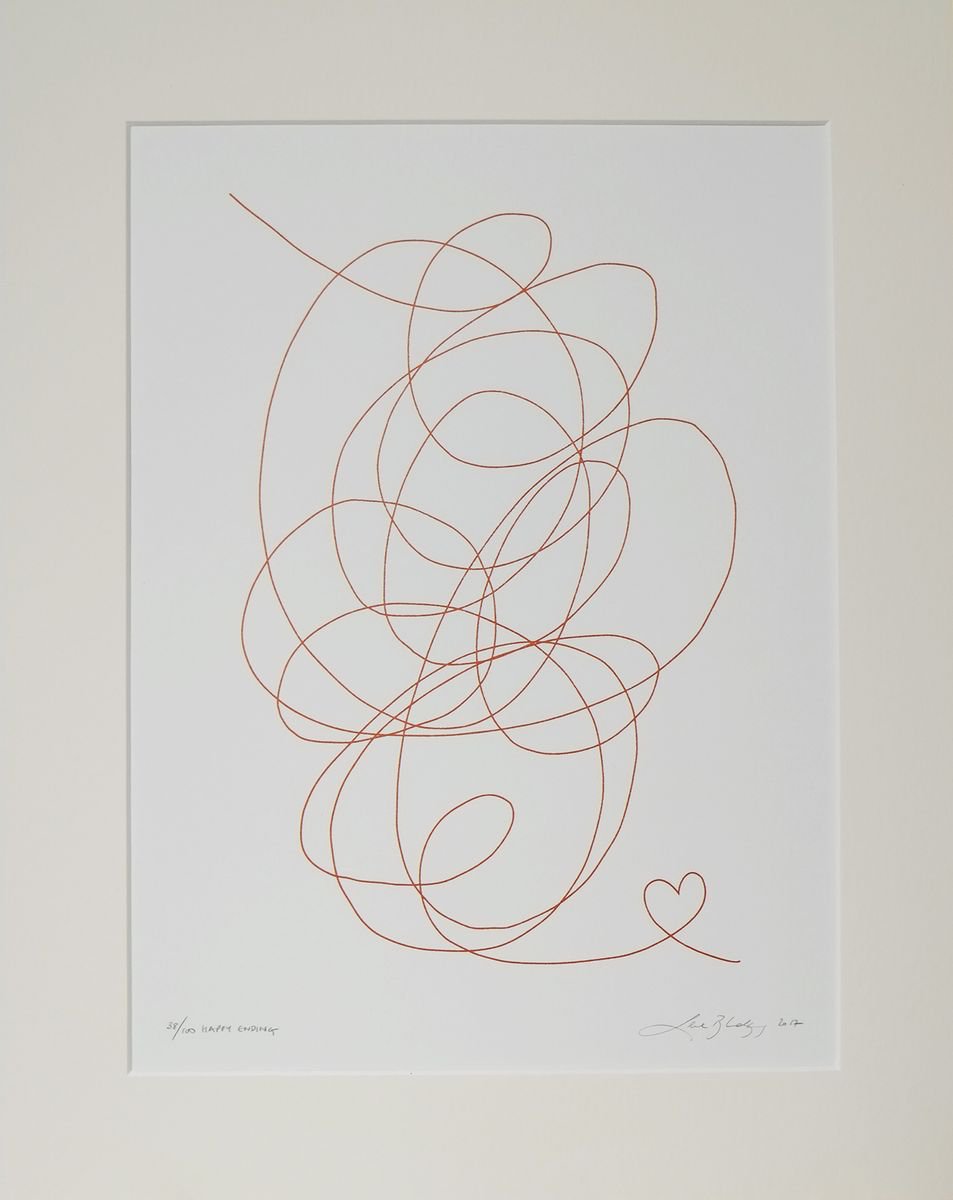 Abstract Screenprint By Lene Bladbjerg, 16 X 20", Happy Ending, Original Artwork