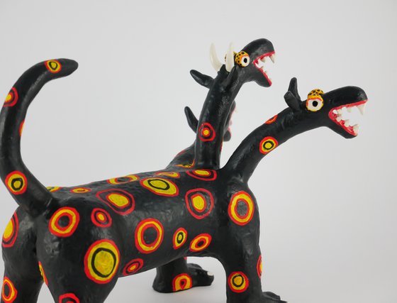 Black Cerberus with Colored Circles