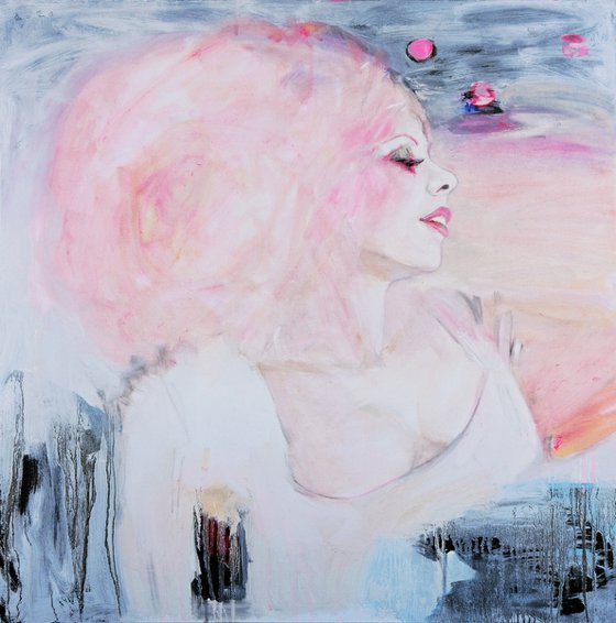 "Rococo girl with pink hair"  Painting by Anastasia Balabina
