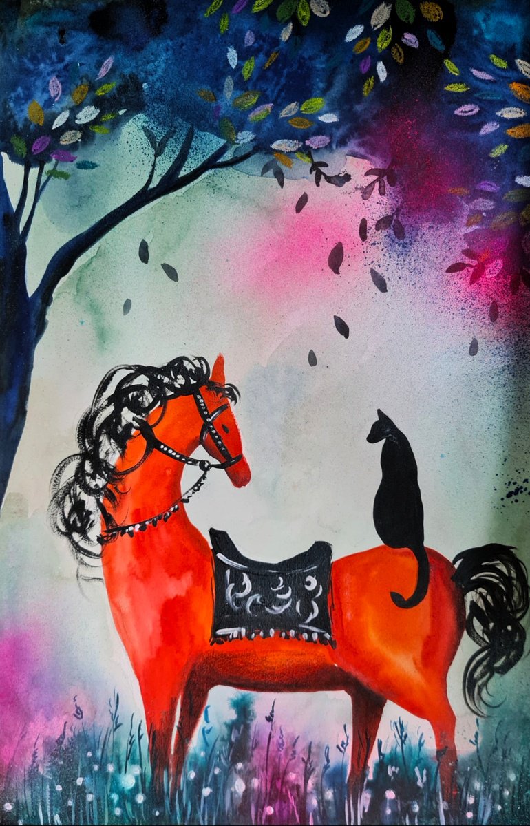 Surrealistic Painting , The Silent Rider By Evgenia Smirnova, 15 X 22, Artwork For Sale On Artfinder