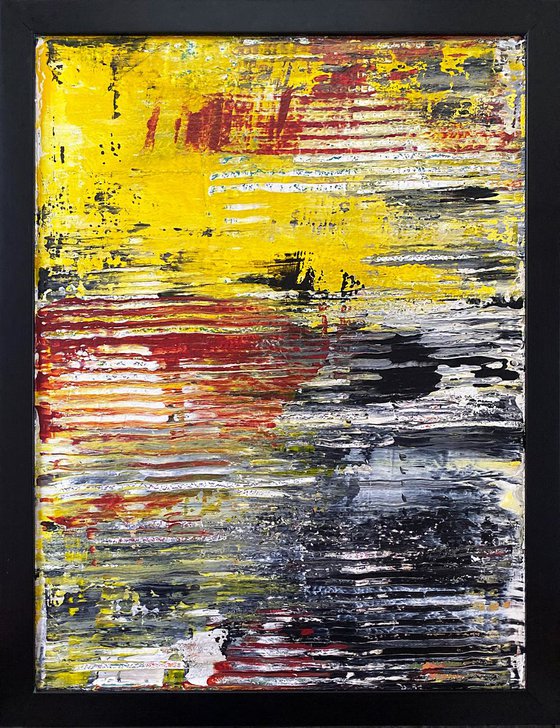 "Tread Lightly" - Original PMS Abstract Acrylic Painting On Wood, Framed - 20" x 26"