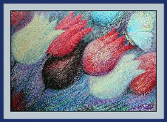 Tulips and Butterfly