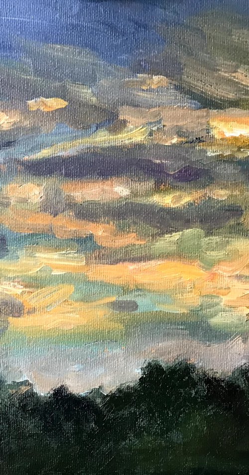 Sunset study in oil by Julian Lovegrove Art